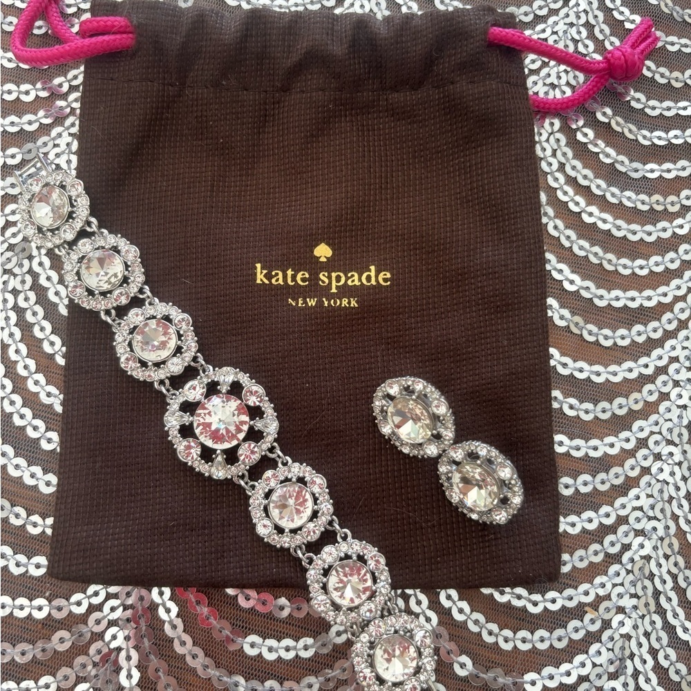 Kate Spade Silver Crystal Bracelet and Earrings Set